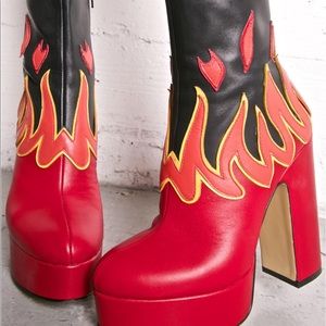 Leather Flame Boots